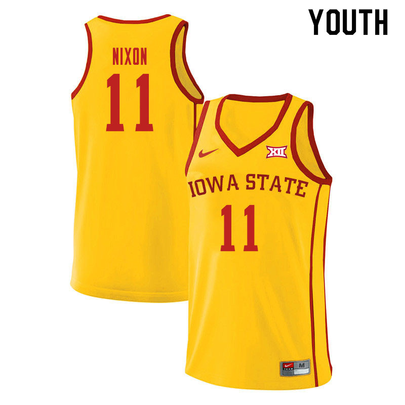 Youth #11 Prentiss Nixon Iowa State Cyclones College Basketball Jerseys Sale-Yellow - Click Image to Close
